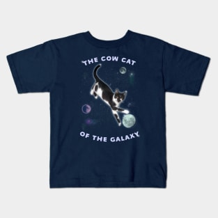 Funny Galaxy Cat - "Cow Cat of the Galaxy" Cow cat and moon Kids T-Shirt